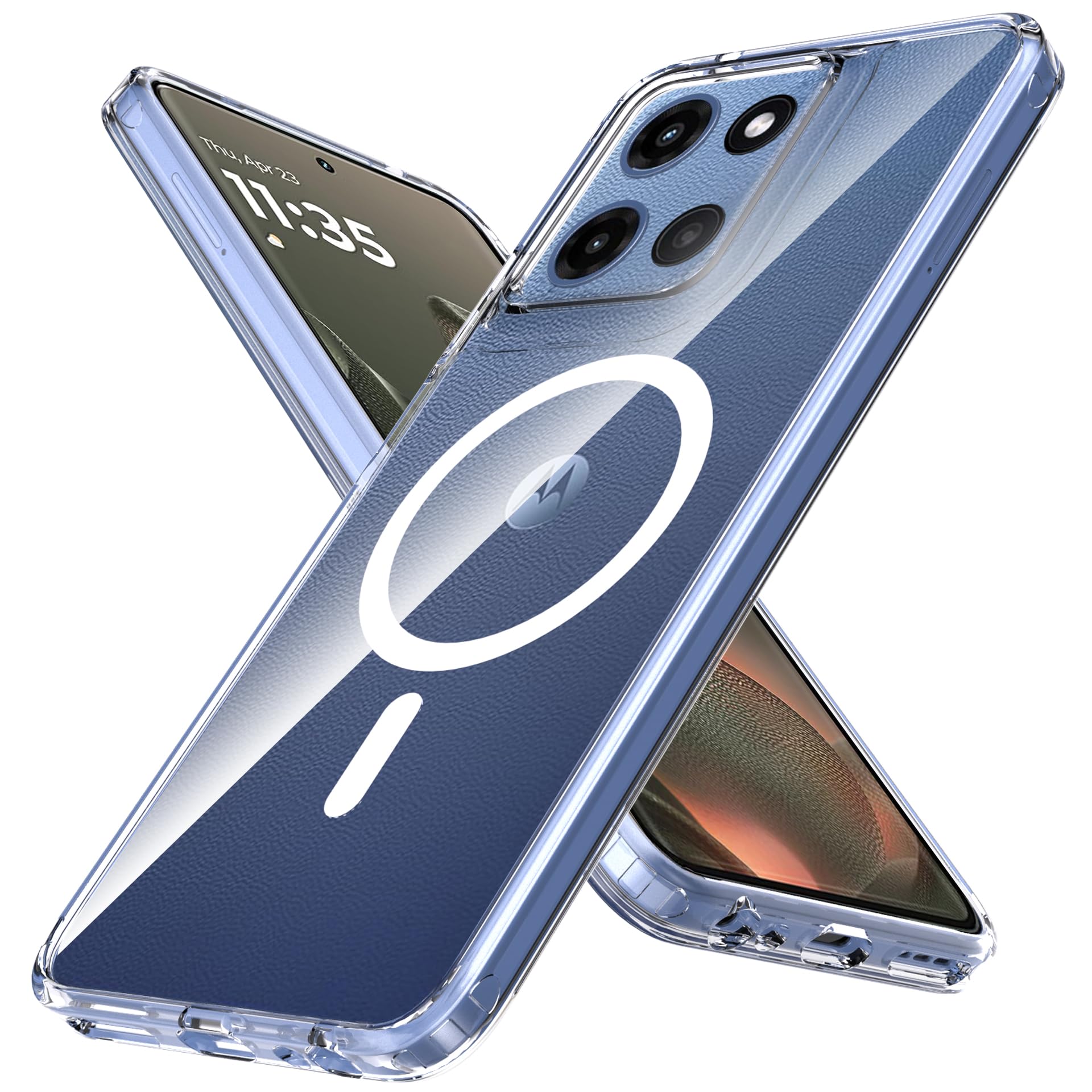 Anoowkoa Designed for Moto Edge 2025 Case.Clear Cover Phone Case[Built-in Magnetic Ring][Compatible with MagSafe][Anti Yellowing] Military-Grade Shockproof.Ultra-Thin Drop-Proof and Ultra-Soft