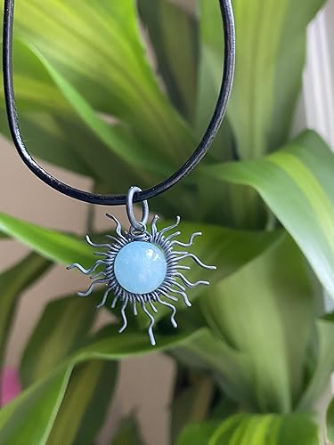 Miniatura 7 de Aquamarine Full Sun Wire Pendant- Black NiobiumSilverSteelCopperBronze14K Gold, or 14K Rose Gold- Pendant or Bracelet Charm - Blue Gemstone Jewelry-