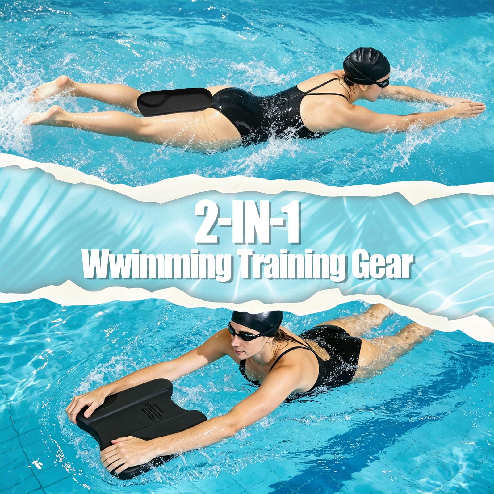 Pull Kick Schwimmbrett für Kinder & Erwachsene, Pullkick Schwimmhilfe Pullbuoy Schwimmen Zubehör zur Optimierung der Wasserlage und Technik beim Schwimmtraining