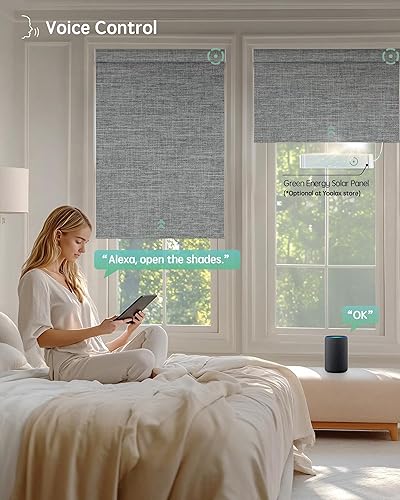 Miniatura 46 de Yoolax Persianas motorizadas con control remoto, persianas inteligentes opacas de tela motorizada funcionan con Alexa, persianas automáticas
