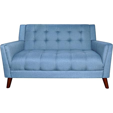 GDFStudio Christopher Knight Home Alisa Mid Century Modern Fabric Loveseat, Blue