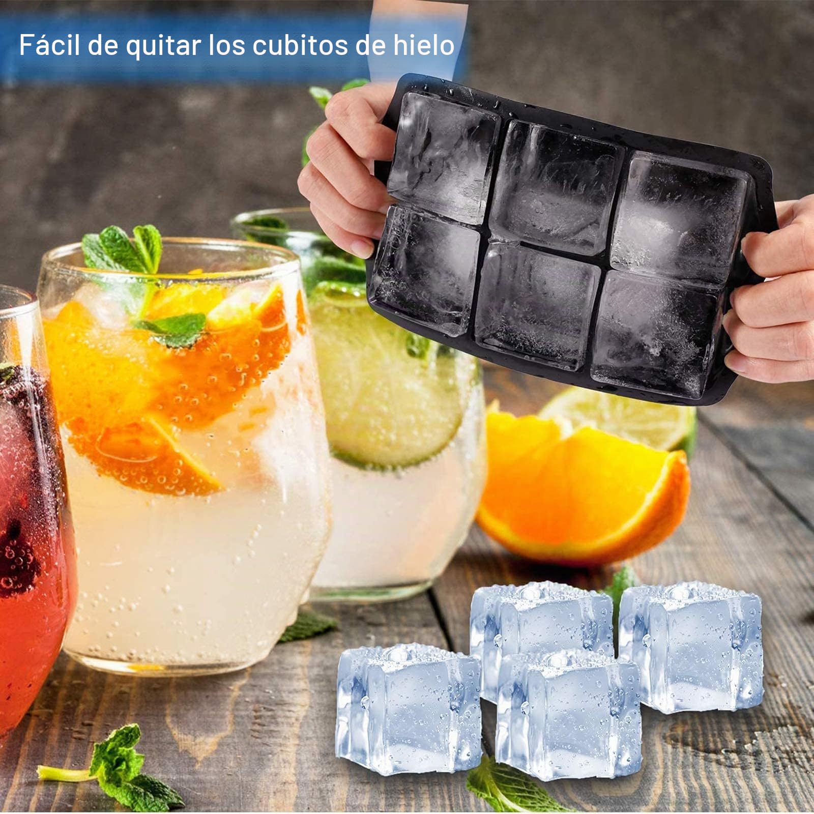 Cubitera Silicona 2 Piezas Molde Hielo Redondo con Embudo Sin BPA Reutilizable para Whisky Cócteles