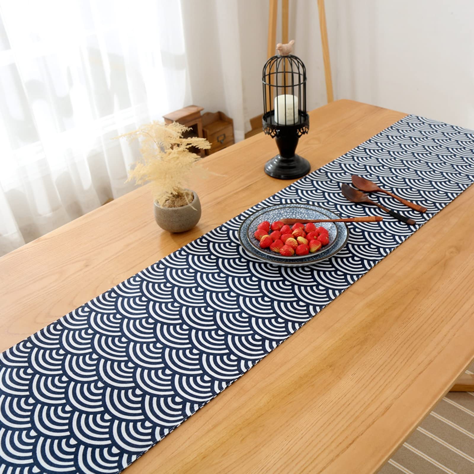 Runner da tavola in stile rustico con nappe per cene, matrimoni, feste, vacanze, 33 x 180 cm, decorazione per la tavola della casa, elegante e versatile