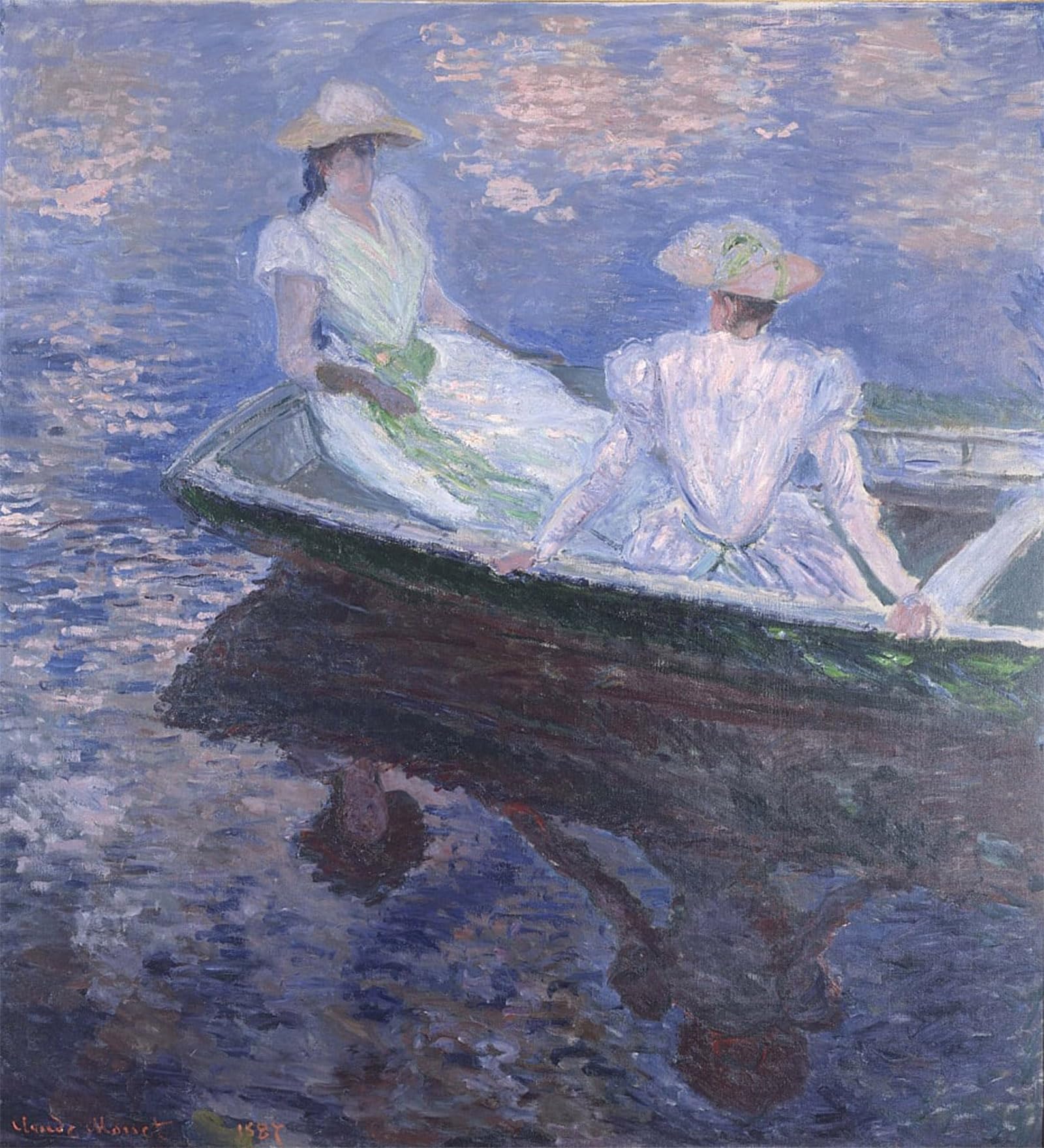 RZHRHJES Famous Painting Poster Art Canvas Print Retro Picture on the Boat by Claude Monet Poster Wall Art for Home Decor 60x90cm