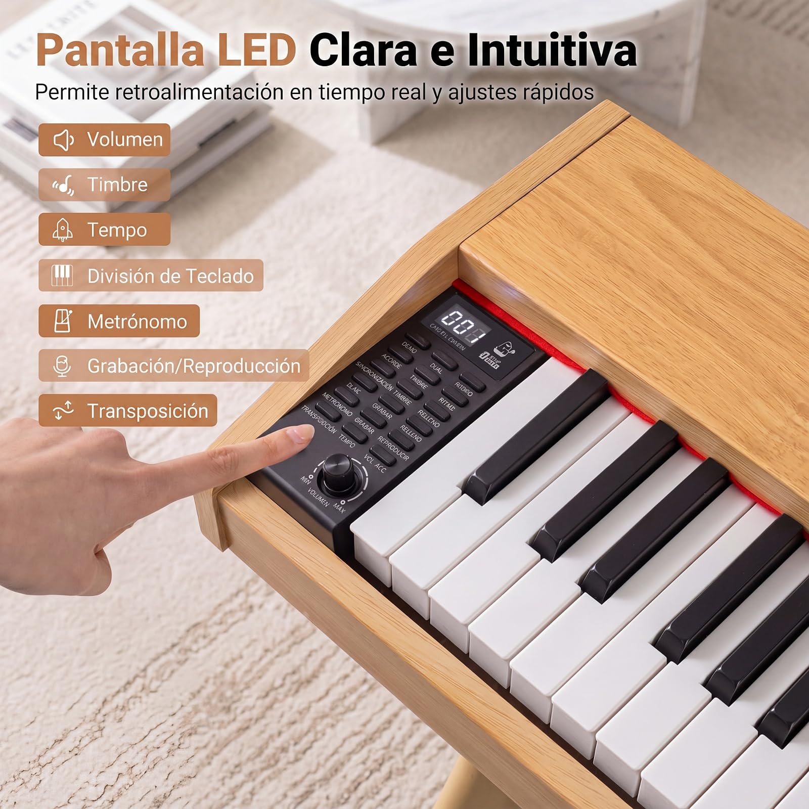 COSTWAY Piano Digital 88 Teclas,Piano Eléctrico Doméstico para Principiante | Teclado Musical Semicontrapesado con Atril, 3 Pedales, 80 Canciones de Demostración, 800 Tonos, 600 Ritmos y MIDI USB