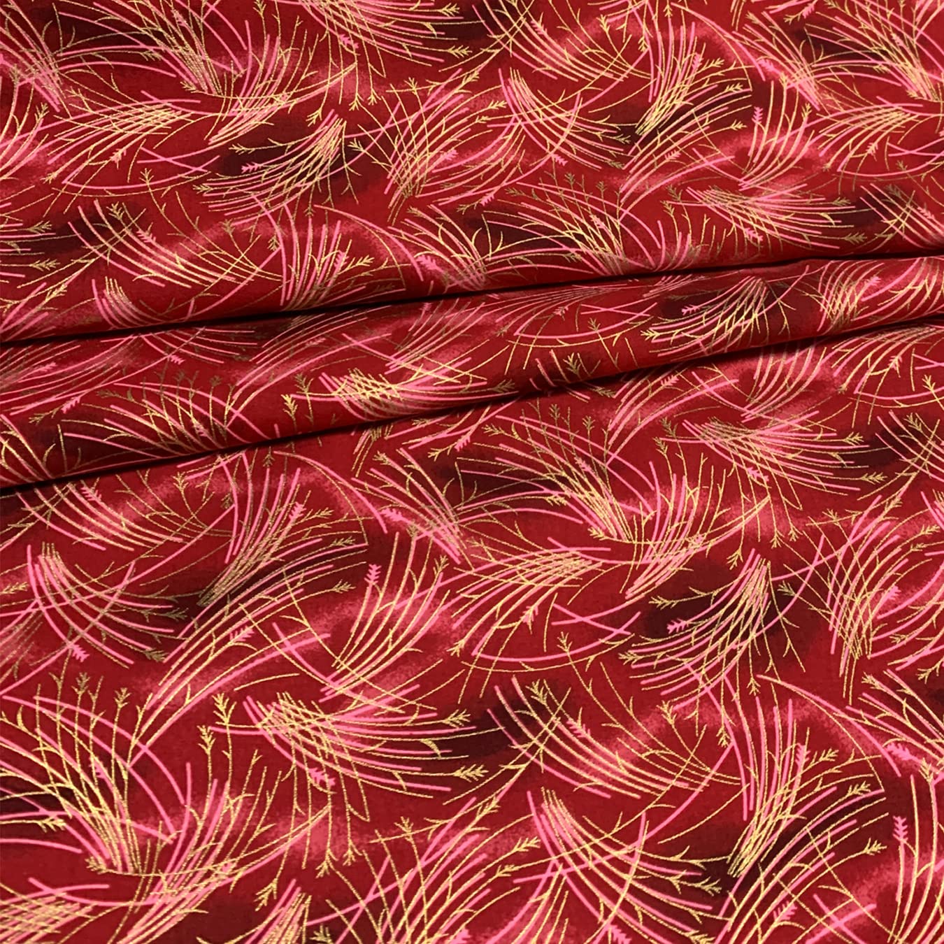 aufodara Cotton Fabric, Sold by the Metre, Printed Pattern, Bronzing Fabrics for Sewing, Crafts, Sewing Fabric, 145 cm Wide (Red, 100 x 145 cm)