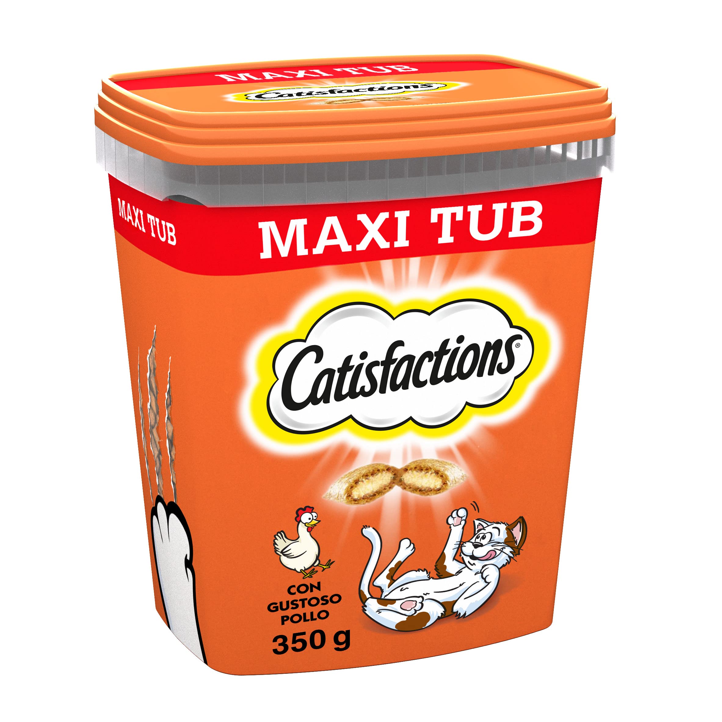 Catisfactions Snack para Gato, Formato de Reserva 700 g con Sabor a Pollo, 2 Tubos Maxi de 350 g Cada uno