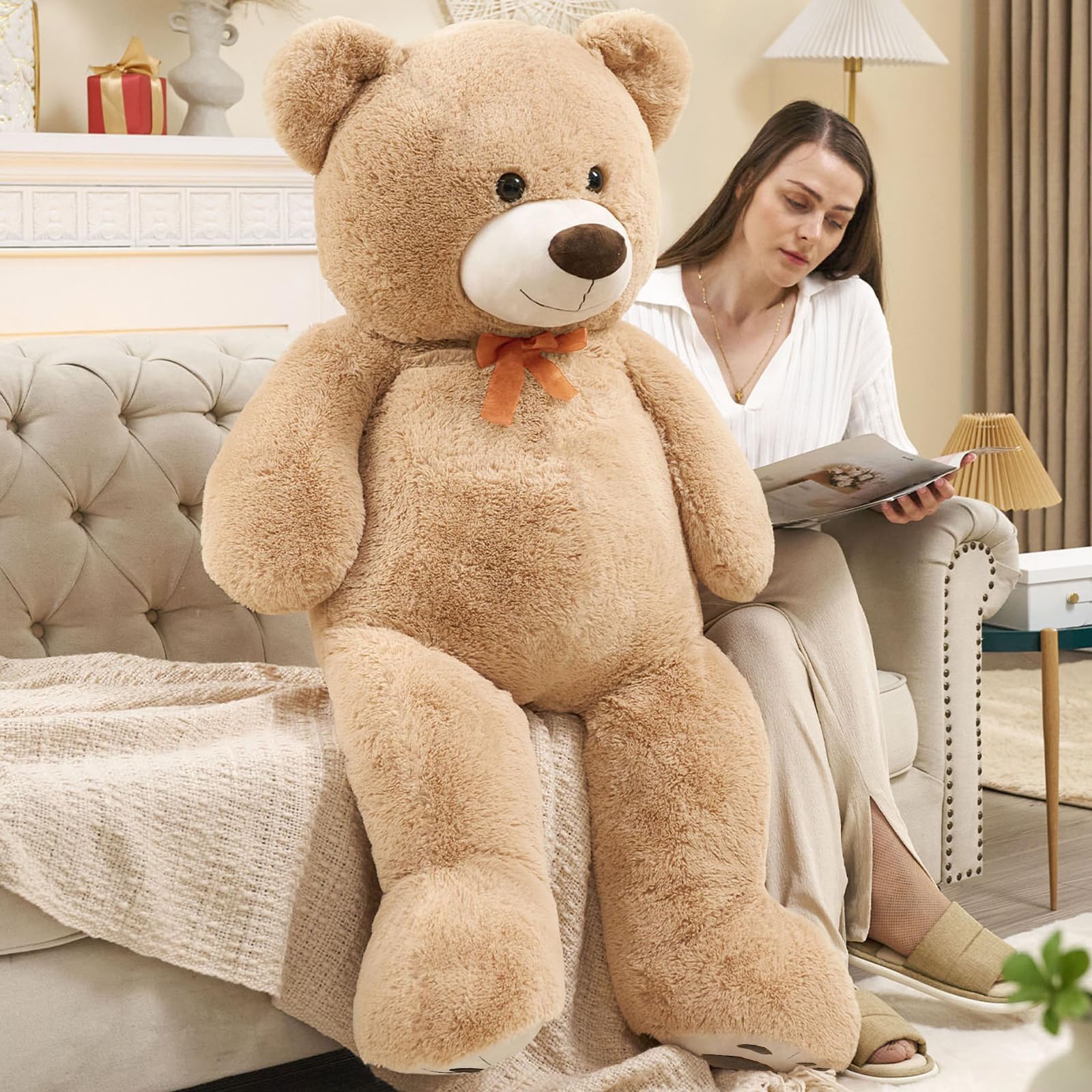 MaoGoLan 50 inch Large Stuffed Bear Plush Teddy Bear Stuffed Animal for Kids Teens Girls Boys, 4ft Giant Teddy for Baby Shower Centerpieces, Christmas, Valentine's Day, Birthday Gifts