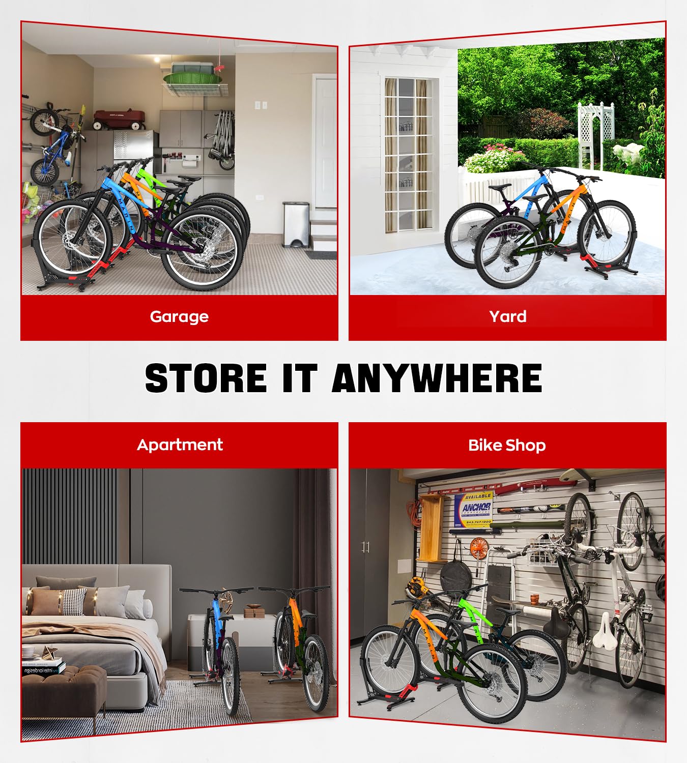 IMAYCC Professionale Supporto Bici da Terra, Rastrelliera Biciclette per 24”-29” MTB, Ebike, Bici da Strada, Corsa, Tetto, Bambino, Portabici da Terra per Garage, Cantina e Appartamento