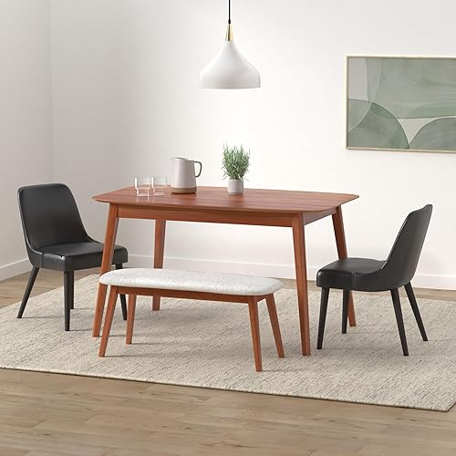 Miniatura 2 de CHITA Mid-Century - Silla de comedor moderna, sillas de tela tapizadas, juego de 2, piel sintética en negro (gris oscuro) Negro en piel