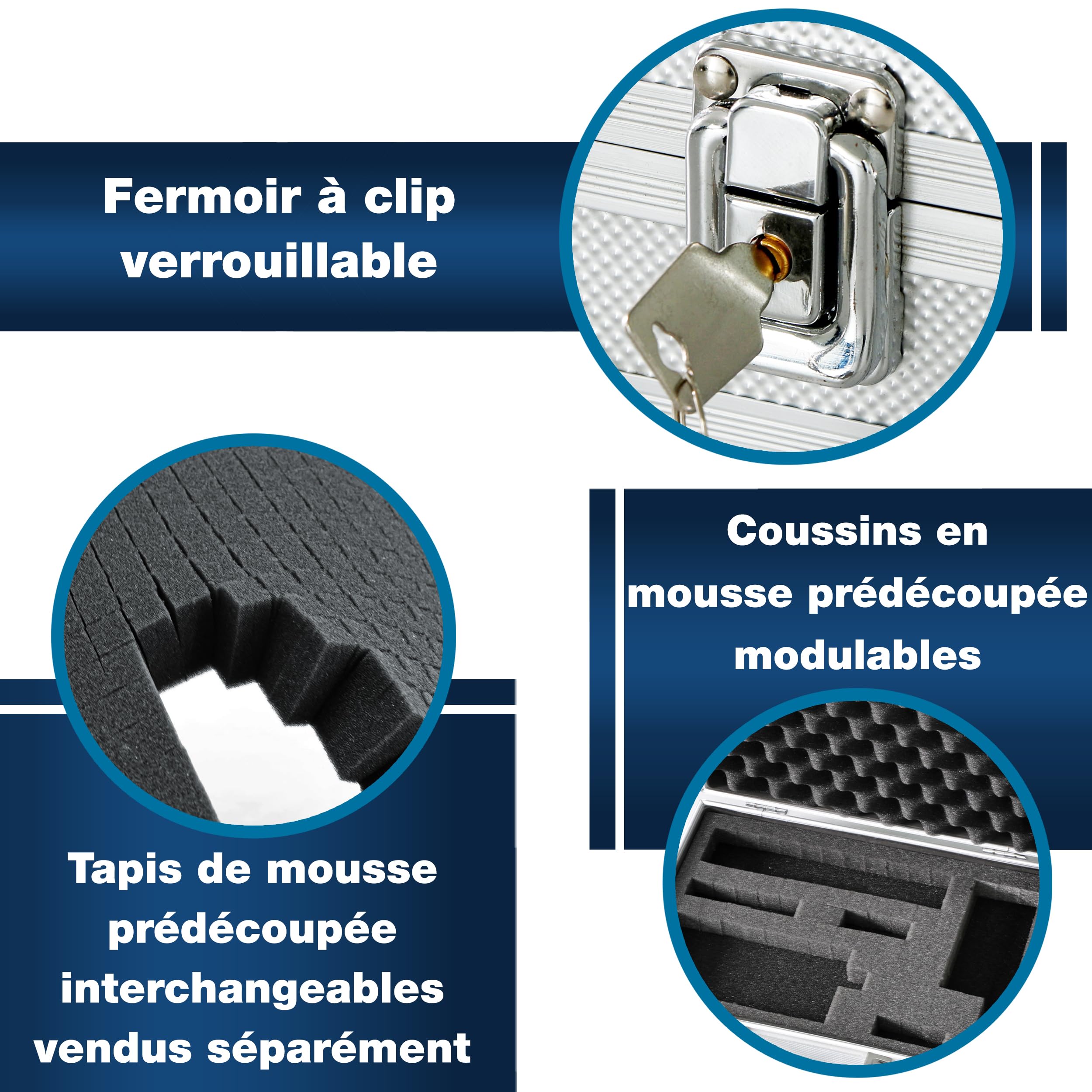 PeakTech 7255 – Mallette Universelle pour Instruments de Mesure, Mallette Robuste en Aluminium, Compartiment à Outils, Rembourrage en Mousse, Verrouillable, Anti-Poussière, M - 295 x 195 x 70 mm