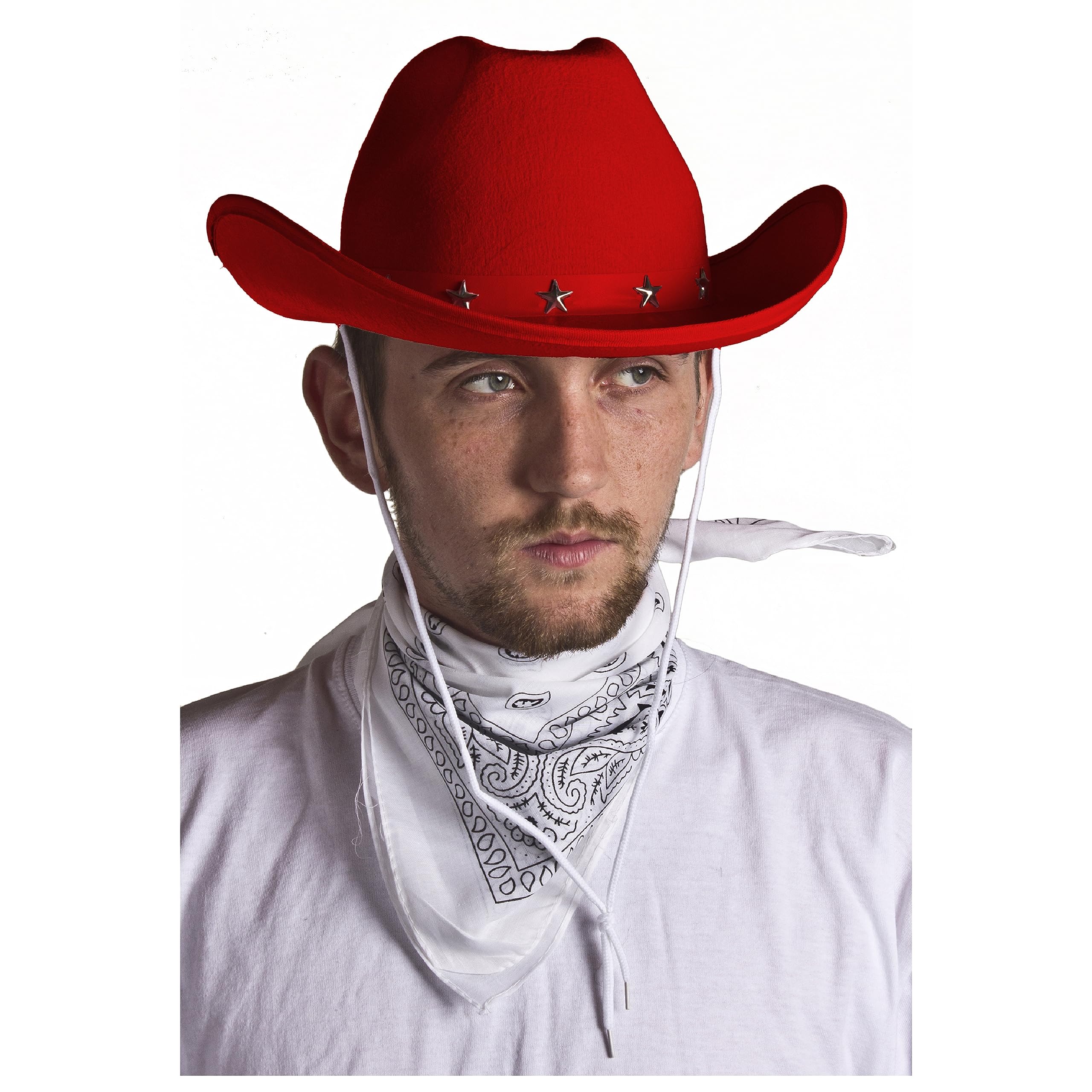 Sombreros de vaquero rojos – Paquete de 48 – Sombrero de vaquero con tachuelas de estrella de fieltro sombrero de vaquero sombrero de vaquero salvaje oeste accesorio de disfraz