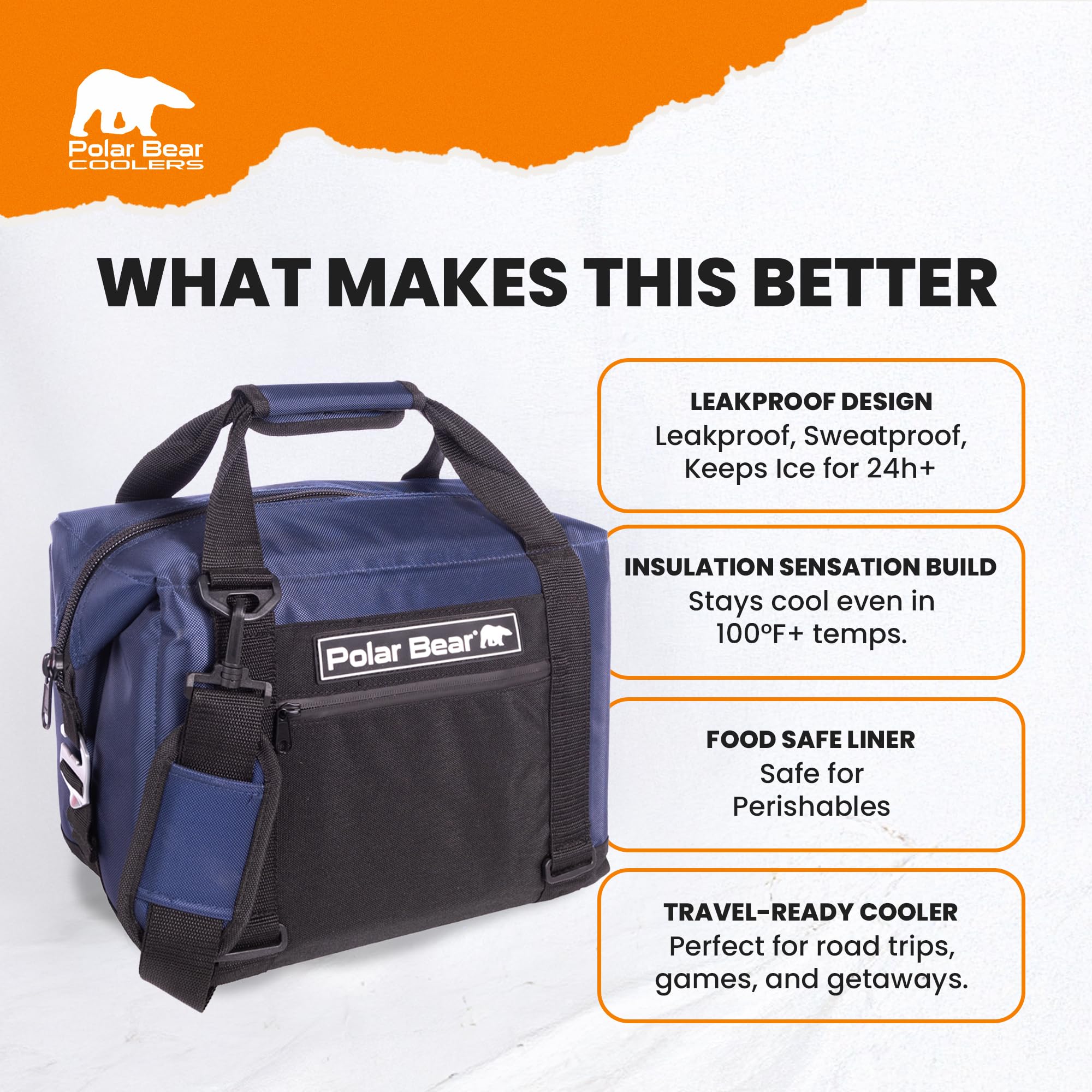 Amazon | ポーラーベアークーラー12パックソフトクーラー、ネイビー