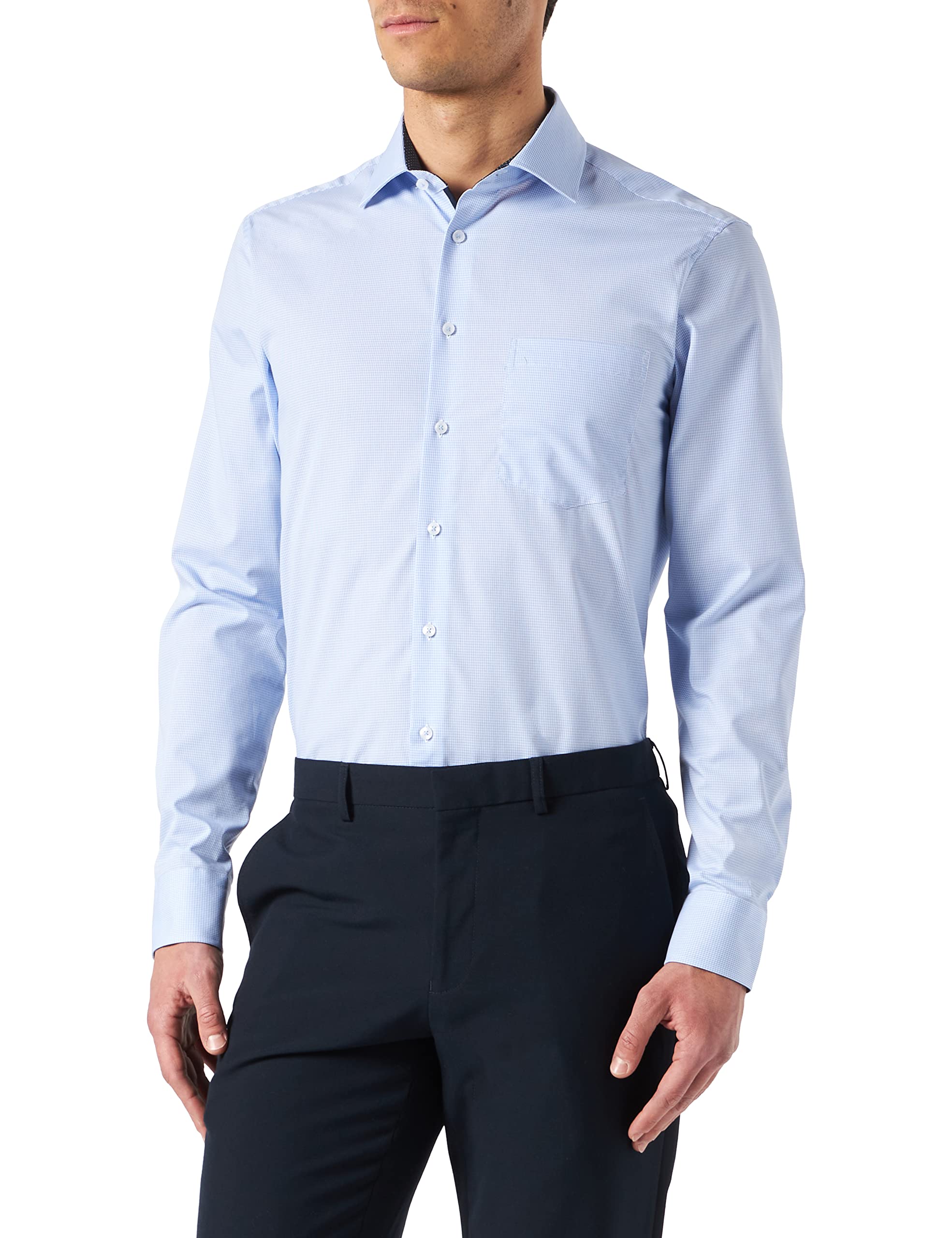 Seidensticker Men's Business Shirt, Regular Fit, Non-Iron, Kent Collar, Long Sleeve, 100% Cotton