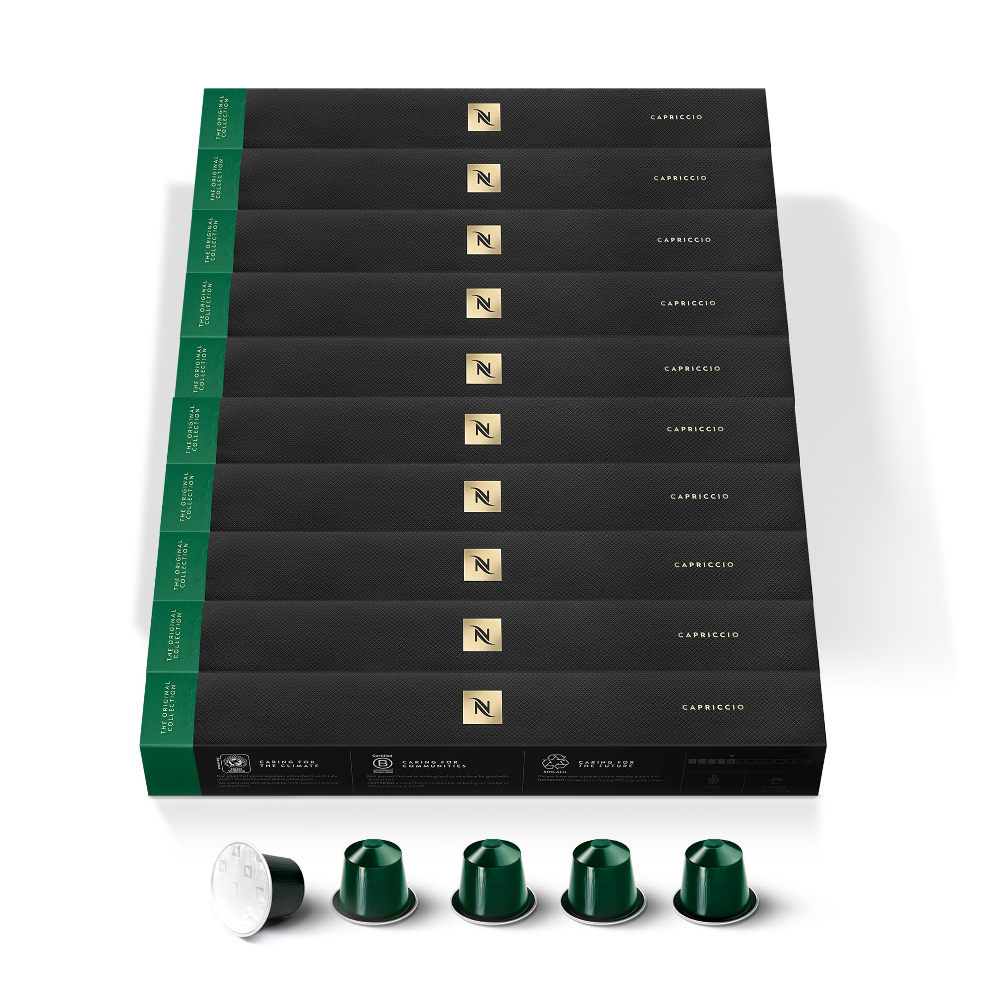 NESPRESSO ORIGINAL Capriccio 100 Kaffeekapseln | Arabica & Robusta Kaffee | Mittlere Röstung | Intensität 5 | Ideal für Espresso