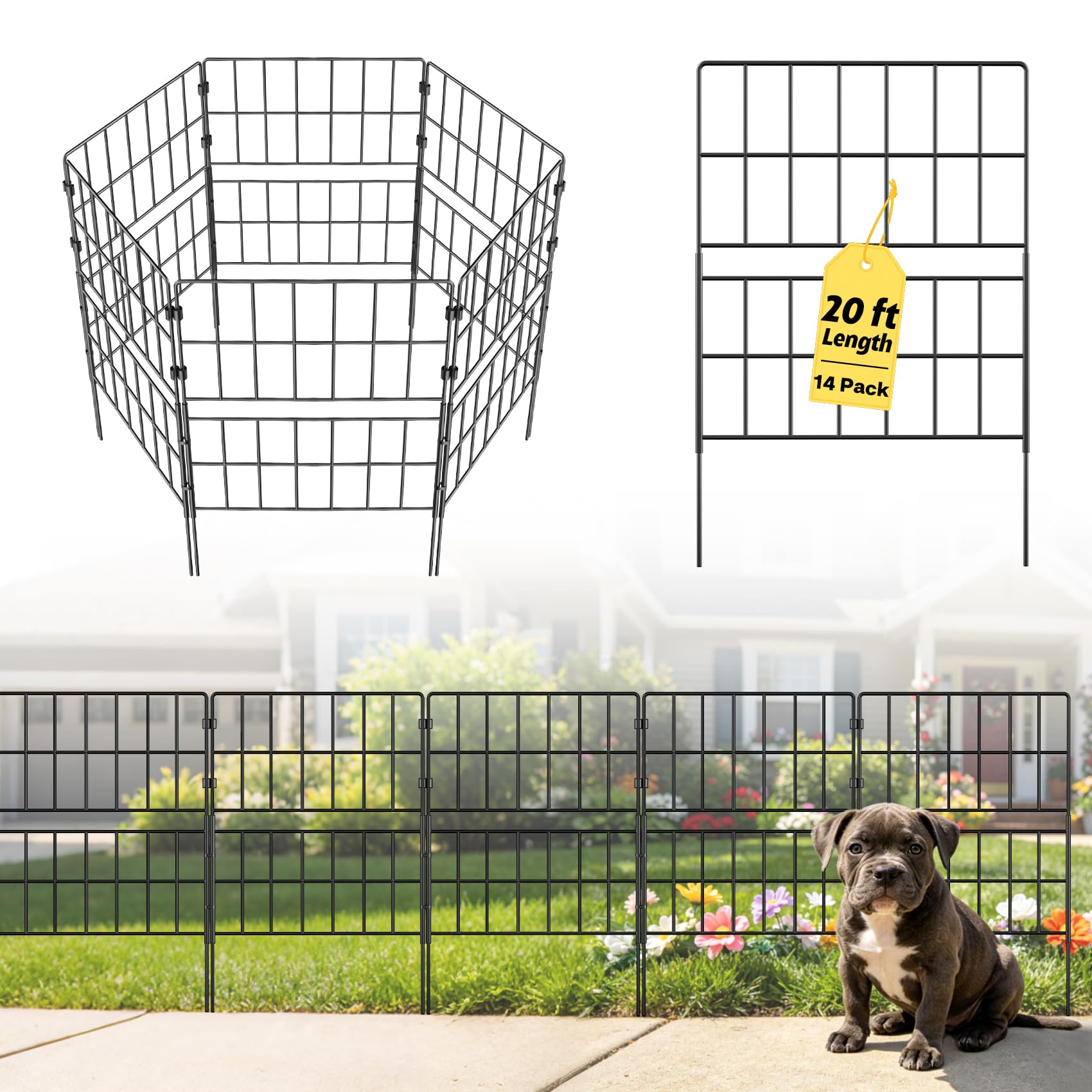 Photo 1 of Tall Garden Fence 31.5 in(H) X 20 ft(L), 14 Pack Metal No Dig Fence