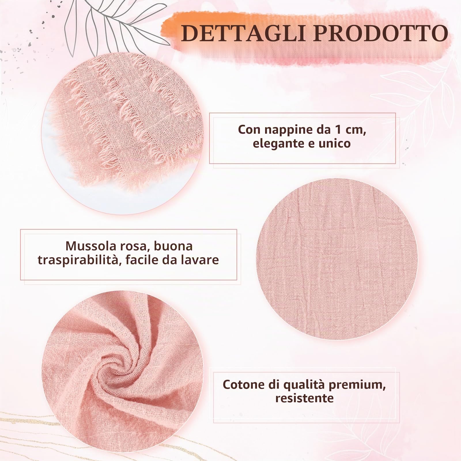 12 Tovaglioli da tavola in tessuto, 42 x 42 cm, tovagliolo da matrimonio con frangetta, tovagliolo personalizzato rustico con 10 m spago per matrimoni, compleanni e decorazioni da tavola (rosa)