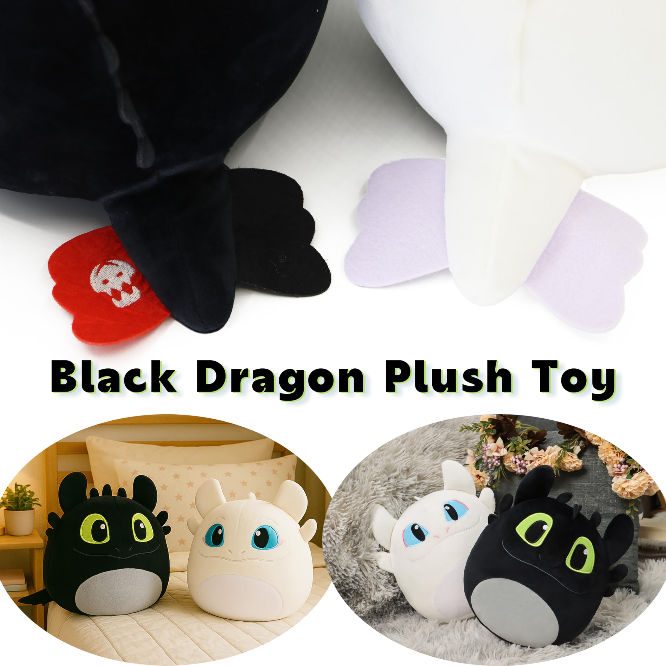Amazon.co.jp: Periyholev ブラックドラゴン ぬいぐるみ (8インチ
