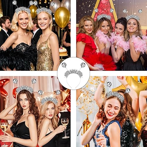 Miniatura 7 de Silver Disco Ball Headband, Disco Party Decorations Ball Headband for Women, Party Accessories Headbands for Women, 70s 80s 90s Retro Outfit Costume