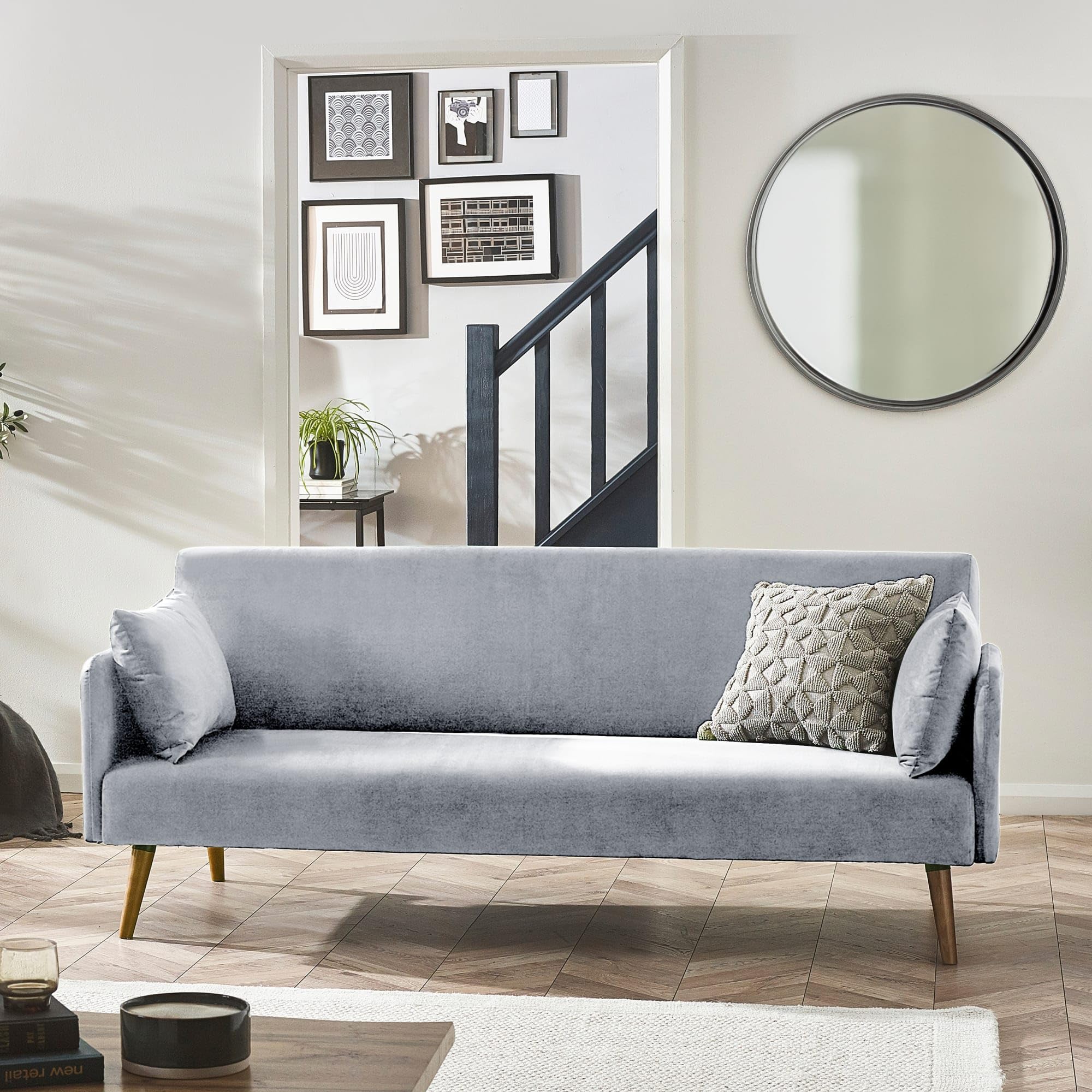 Julian Bowen Andi Sofa Bed - 3 Seater - Grey - Wood