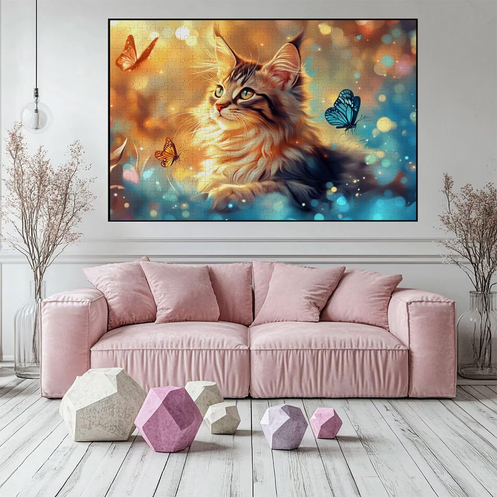 Puzzle 3000 elementów kot puzzle dorosły motyl 122 x 81 cm unikalne rzemiosło klasyczne 3D drewniana układanka do rodzinnych gier biznesowych, układanka zrób to sam do dekoracji ścian domu, prezenty C