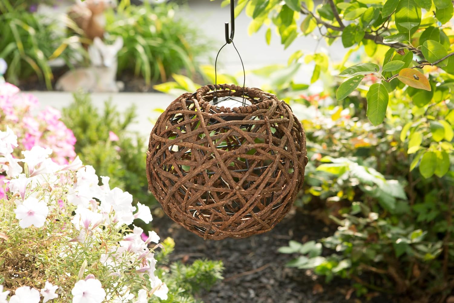 Echo Valley 4580 Rattan Solar Lantern Outdoor Décor for Yards and Gardens, Brown, 10-inch