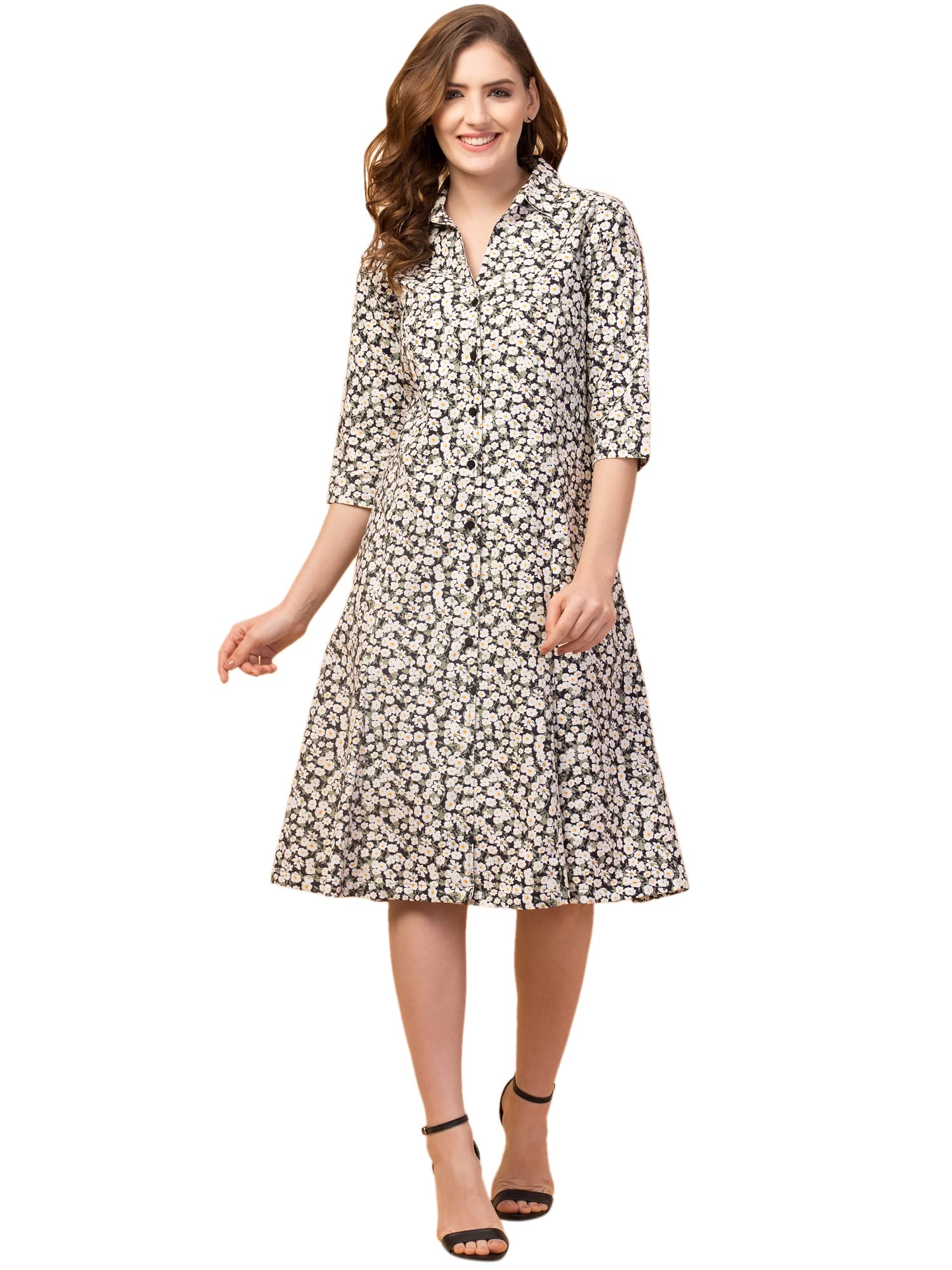 hive91 Multicolor Floral A-line Dress for Women Made of Rayon-picture-12