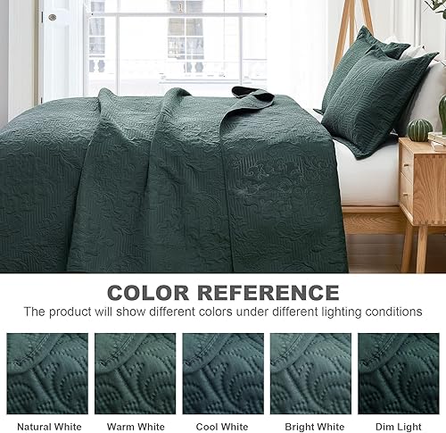 Vista 101 de Hansleep - Edredón blanco tamaño Queen – Colcha barroca ultrasónica para todas las estaciones, juego de ropa de cama suave y ligero, 3 piezas