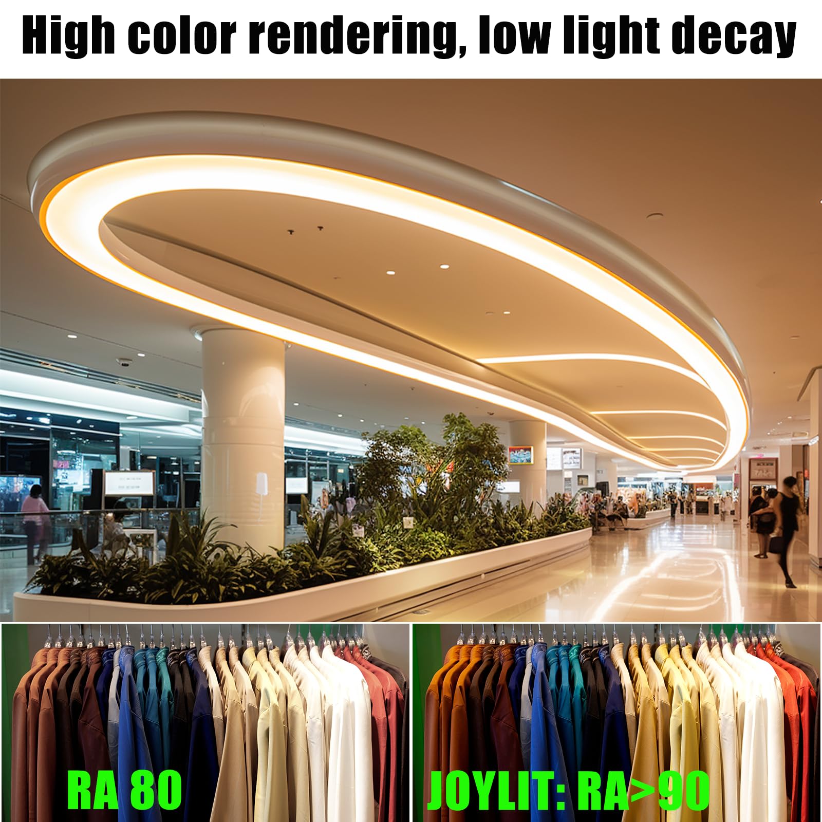 JOYLIT 30MM Breit COB LED Streifen 24V 5M 3000K Warmweiss, 5 Reihen 1600LEDs/M Hohe Dichte 40W/M 22000LM Ultrahell LED Band CRI 90+, Selbstklebend LED Strip Für Industrie, Gewerbe (Keine Netzteil)