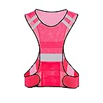 TCCFCCT Reflective Running Vest for Men Women, High Visibility Safety Vest with Large Pocket, Lightweight Reflective Running Gear for Motorcycling, Cycling, Jogging, Adjustable Waist, Pink , One Size
