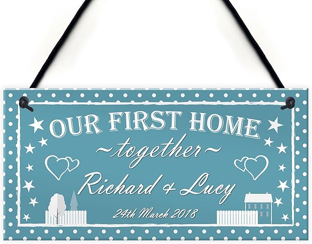 RED OCEAN Personalised First Home Together Housewarming Hanging Plaque Friend Family Couple Gift Sign