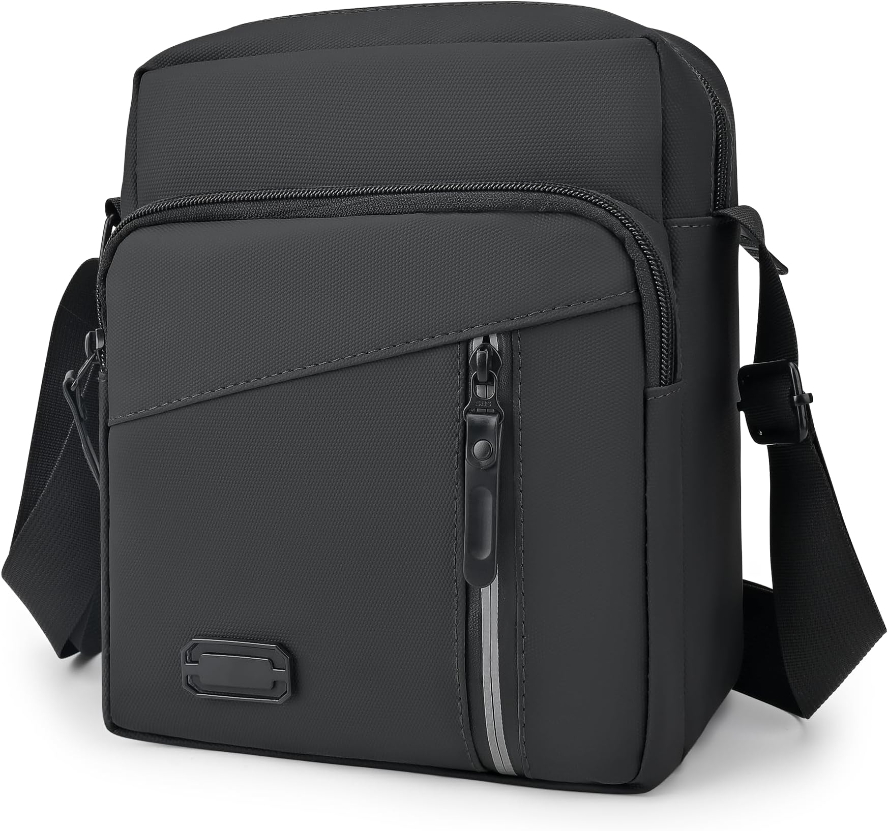Mens Shoulder Bag Crossbody Bag Waterproof Men's Small Side Bag with Adjustable Strap, Oxford & Polyester, Casual Crossbody Chest Sling Bag for Man & Women Outdoor Daily Use, Black