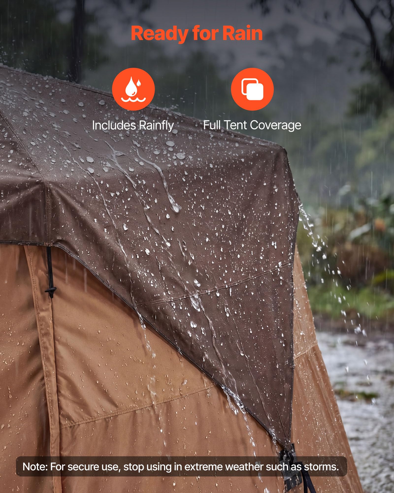 VEVOR Campingzelt 6 Personen, Pop-Up-Zelt mit Regenschutz & Netzfenstern, Schnellaufbau in 60 Sekunden, Tragbares Zelt mit Tragetasche für Familien-Camping & Wanderungen, 330x213x204 cm