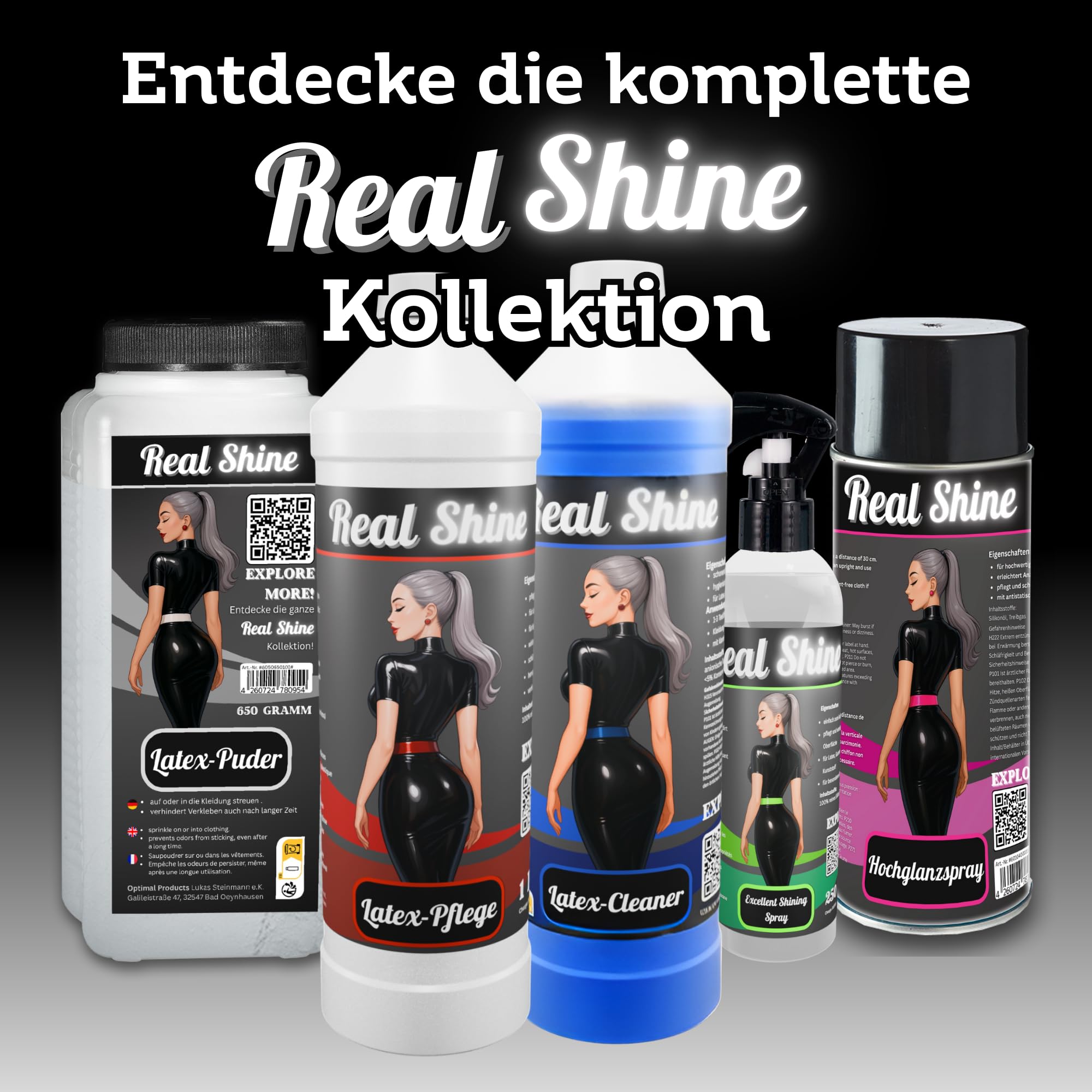 Optimal Products Poudre de latex Realshine 650 g Talc blanc pour l'enfilage des vêtements et gants en latex et leur stockage Talc pharmaceutique inodore