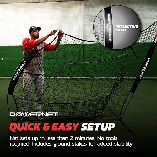 Miniatura 6 de PowerNet Baseball Softball Practice Net 7x7 with Baseball Accessories for Practice Pitching, Batting & Fielding, Ball Caddy, Weighted Baseballs, Tee