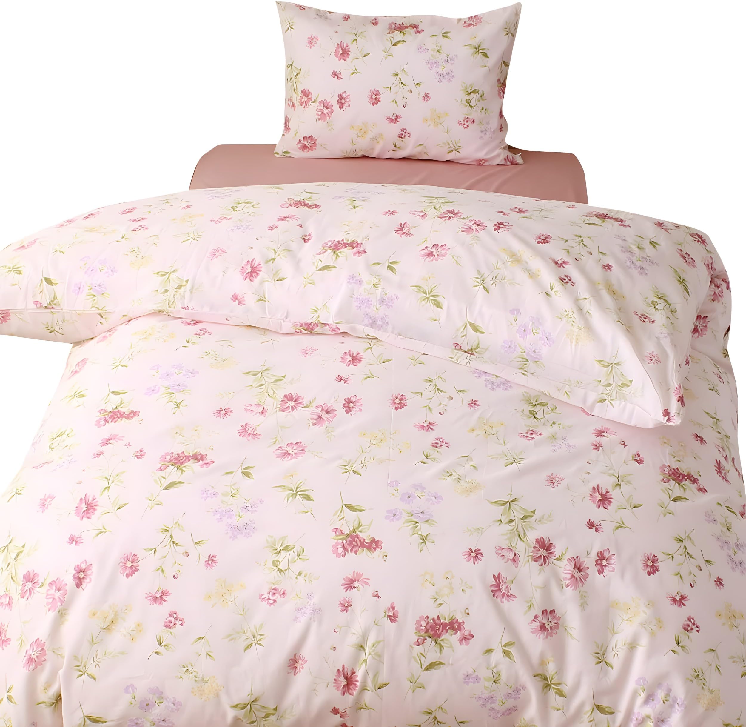 YZQGLHP Pink Florals Super King Duvet Cover Girly Bedding Set Soft Cozy Microfibre Duvet Covers 260x220 with Zipper Closure and 2 Pillowcases 50x75cm