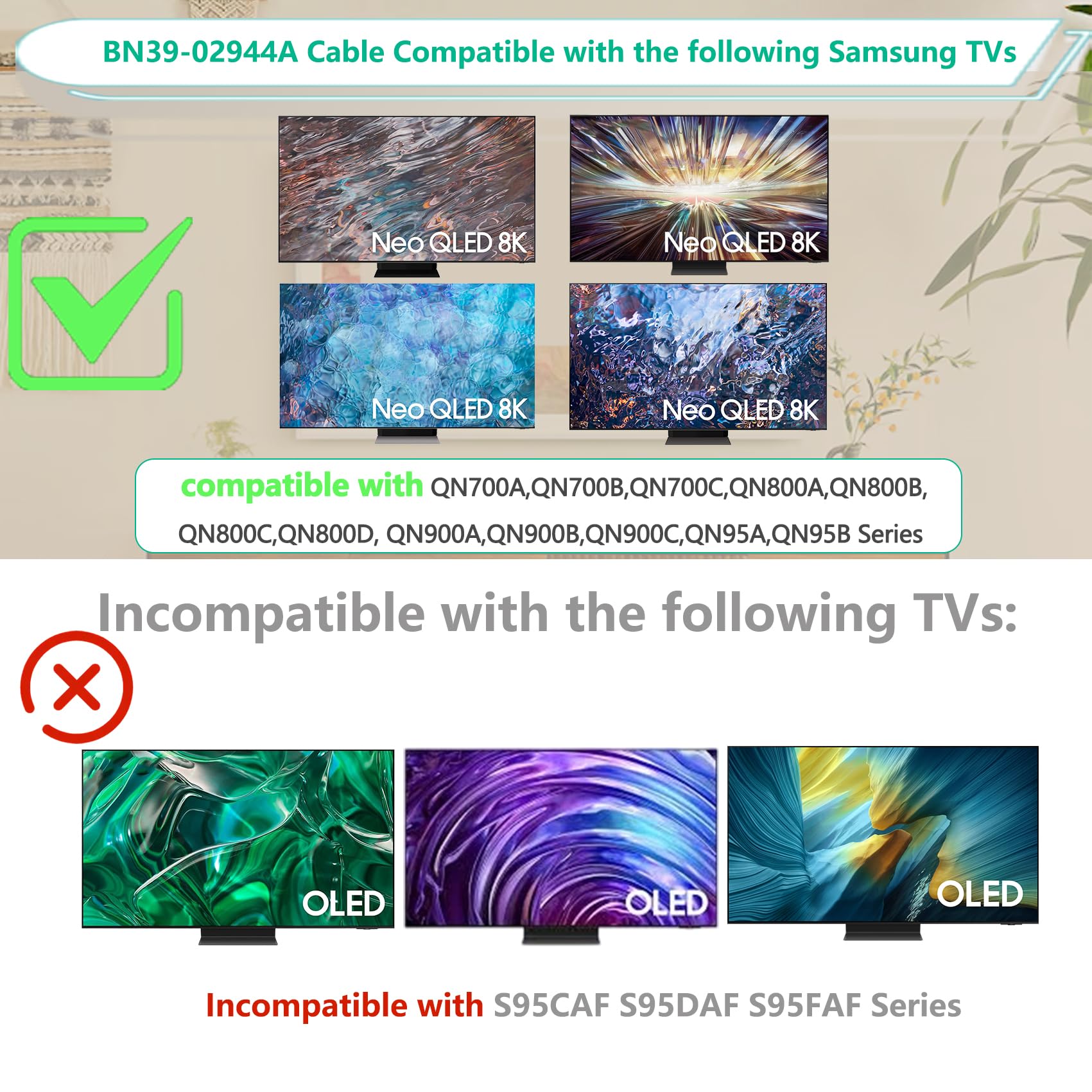 BN39-02944A - Cavo One Connect da 2,5 m, compatibile con Samsung QN700A, QN700B, QN700C, QN800A, QN800B, QN800C, QN800D, QN850D, QN900A, QN900B, QN900C, QN99990C QN9 TV QLED 4K/8K serie QN95B 5A