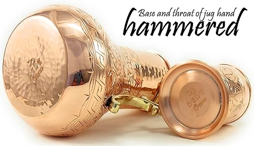 Miniatura 5 de DEDE Copper - Serie KBS - Jarra de 45 onzas y taza de 7.7 onzas, hecho a mano grabado y martillado puro cobre sólido, jarra de cóctel Moscow Mule,