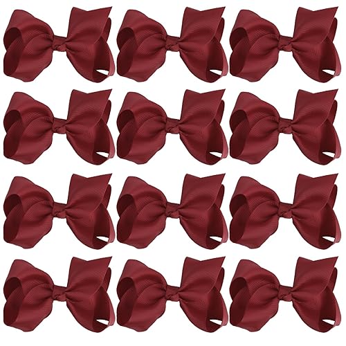 Miniatura 8 de 4 pulgadas Boutique - Pinzas para el cabello para niñas y bebés, 12 unidades, color liso (naranja)