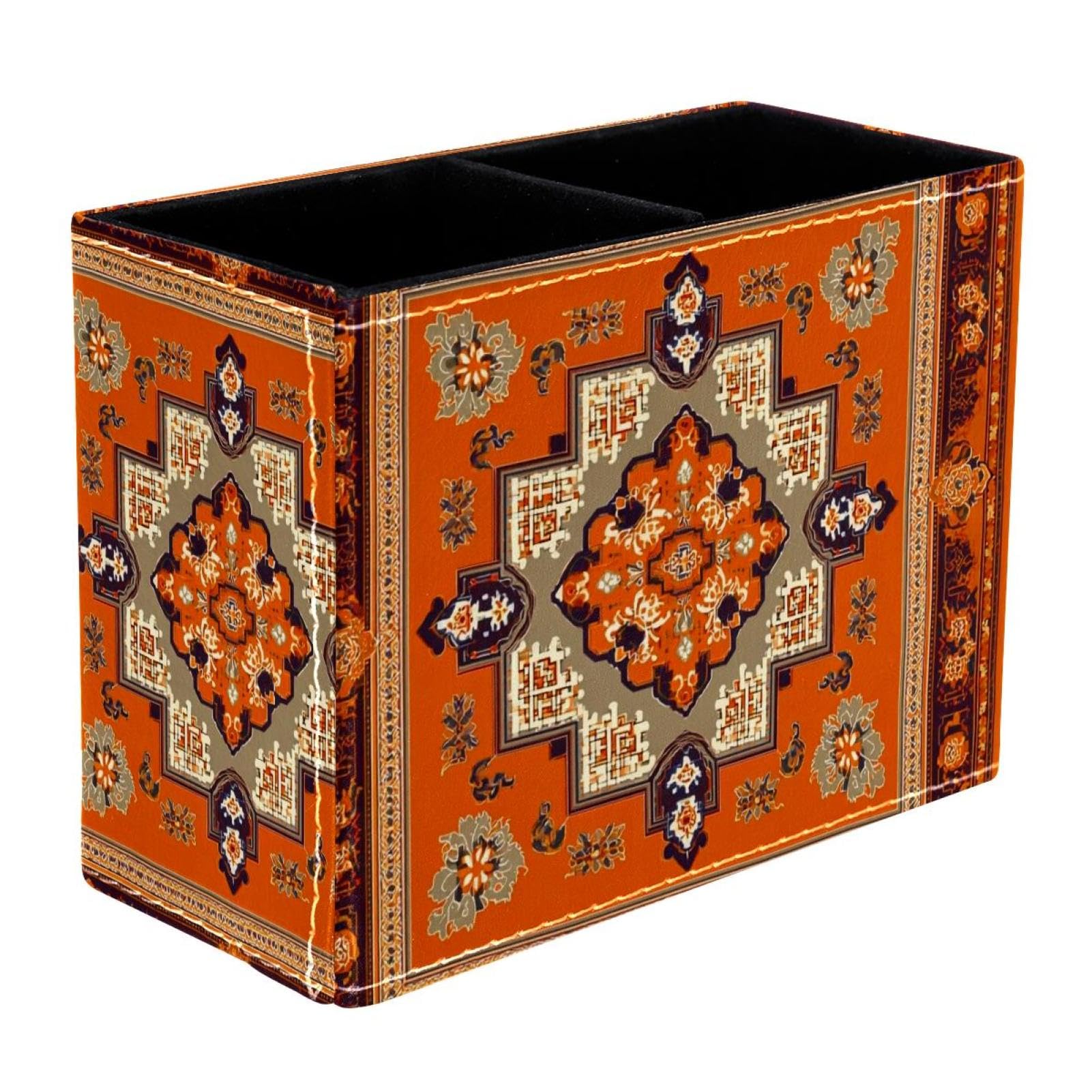 sanfly fish Bohemian Aesthetics Leather Pencil Holder: Multifunctional Desk Organizer Case for Office and Home, Aesthetic Rustic Retro Design Perfect for Teachers,Office Workers