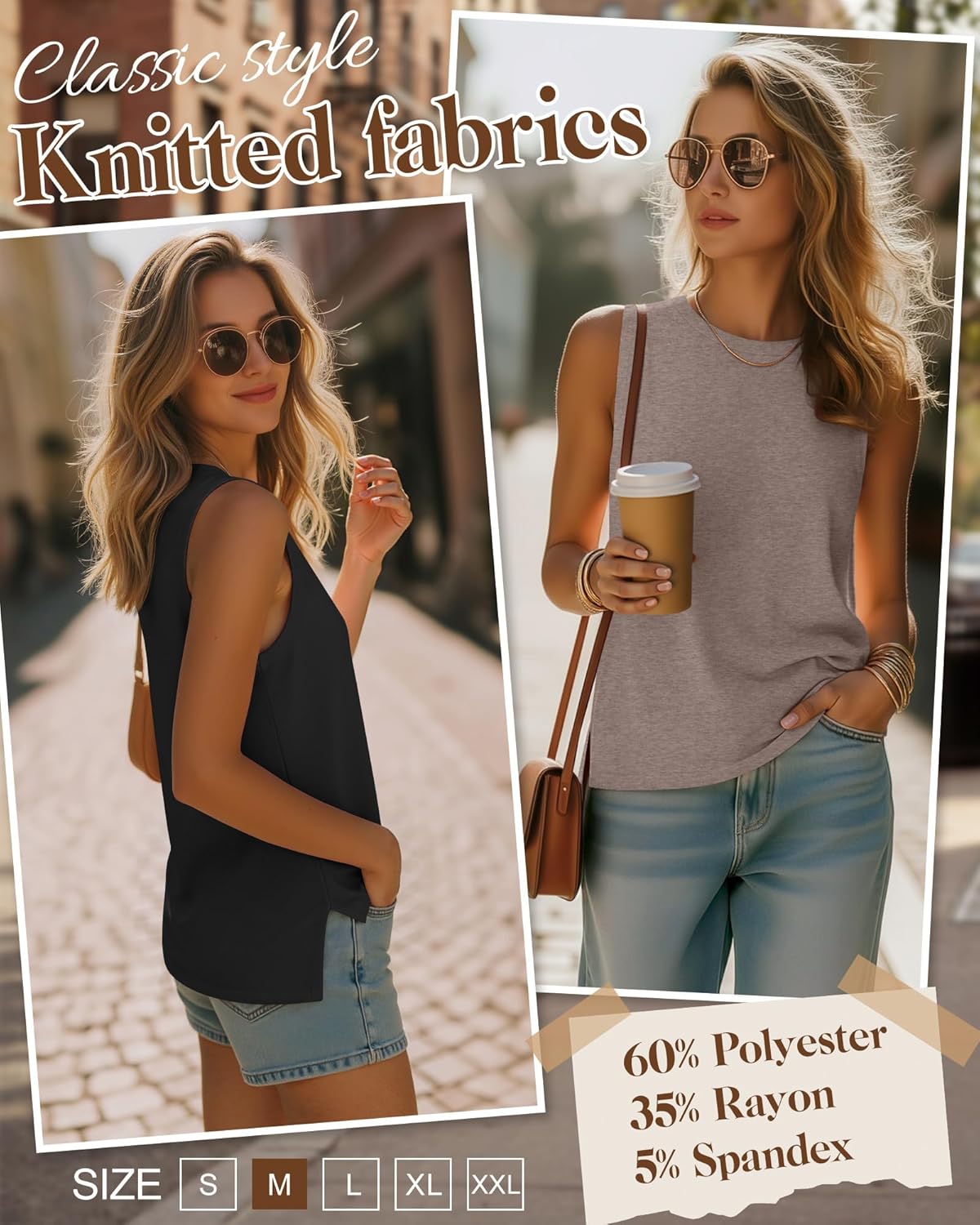 Ficerd 4 Pack Women's Sleeveless Tops, Casual Summer Loose Fit T Shirts Solid Color Tunic Tank Tops Ladies' Crew Neck - Image 5