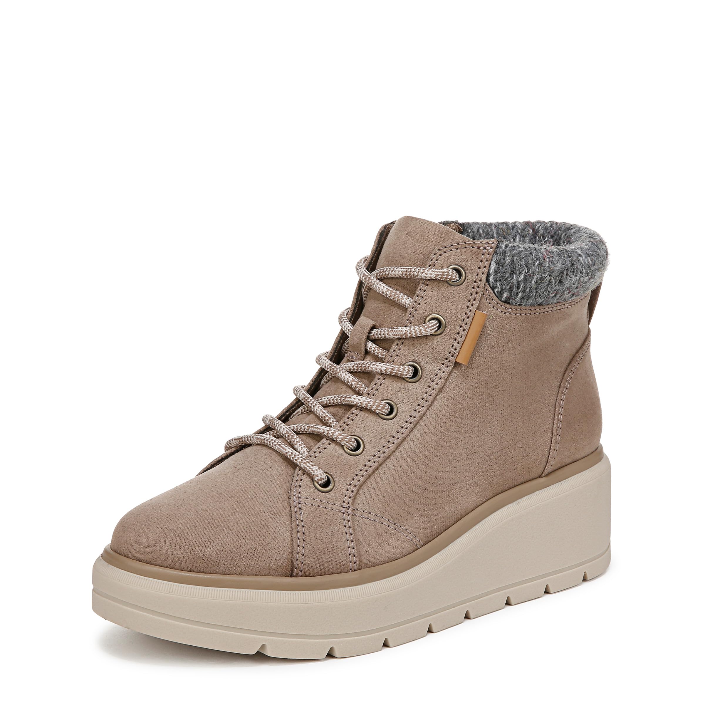 Dr Scholls Womens Nice Day Max Alpine Lace Up Bootie Ankle Boot Mocha Taupe Fabric 11 M