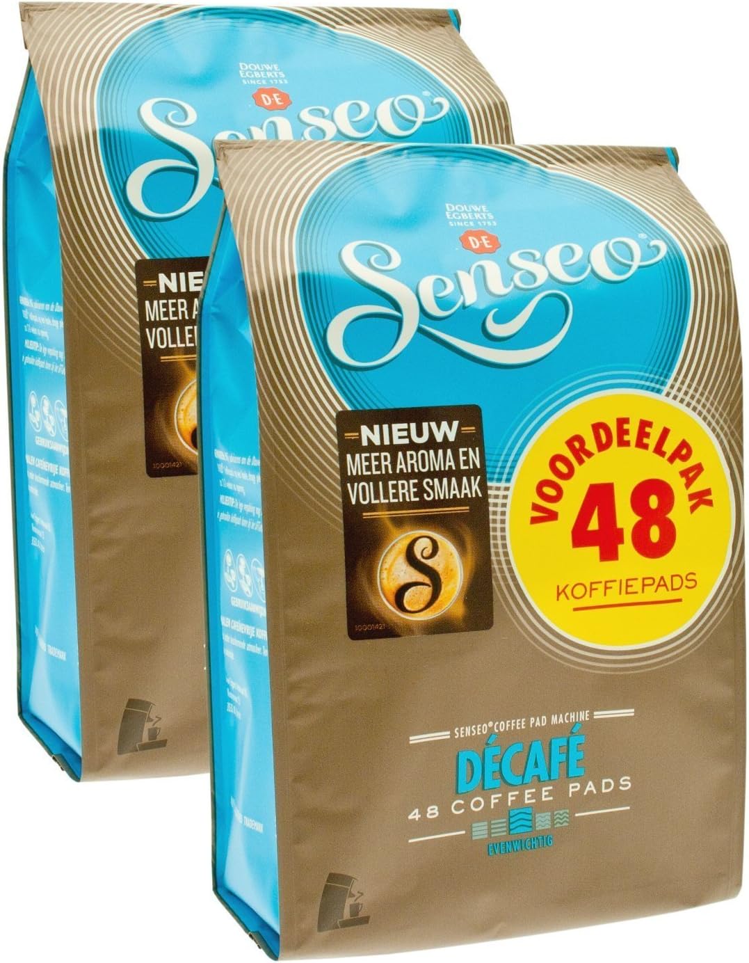 Senseo Decaf Medium Roast Coffee Pods – 96 Count (2 Packs) – Smooth & Balanced Flavor with Rich Crema – Single-Serve Compostable Coffee Pads Compatible with Senseo & PeleCom Machines