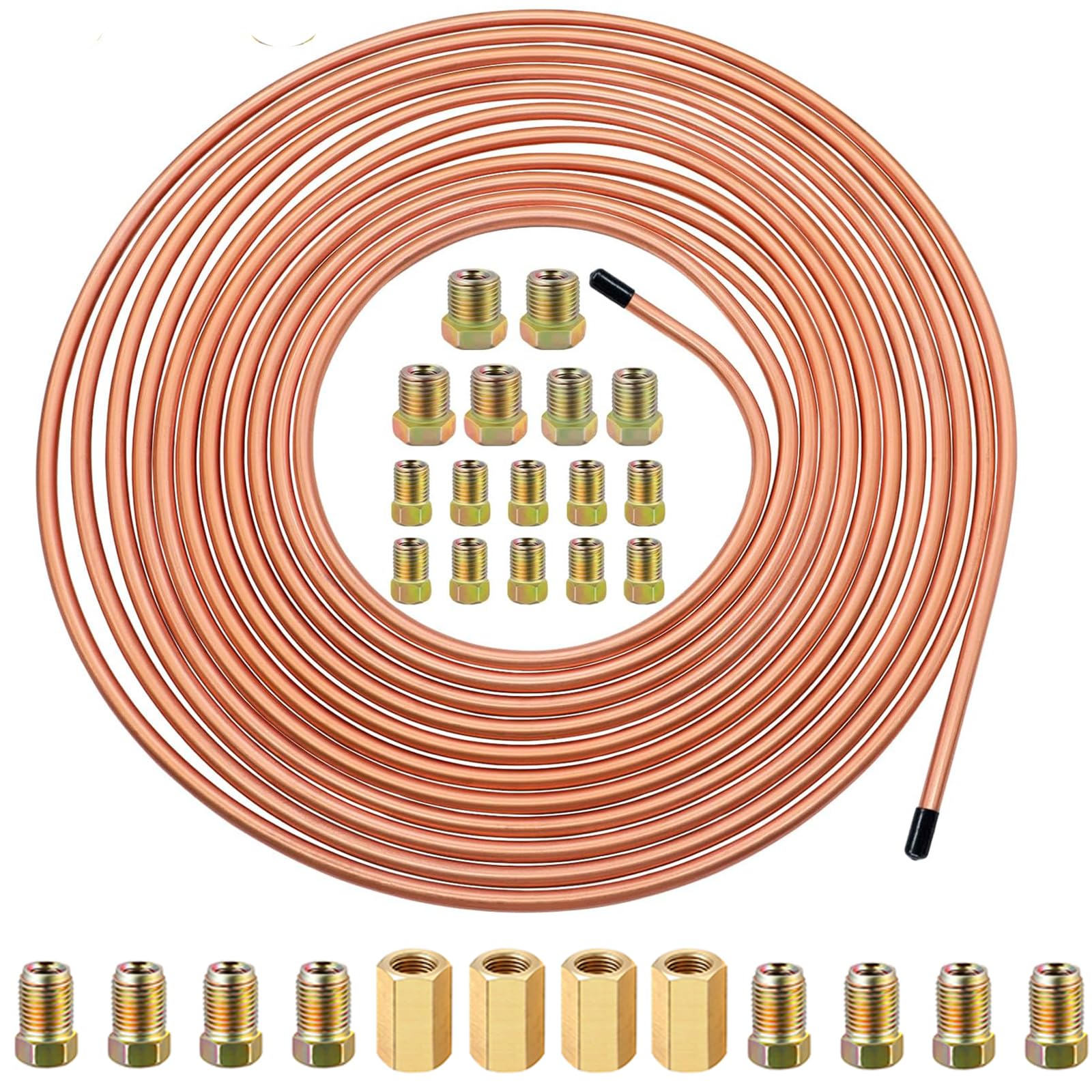 Brake Line Tubing Coil, BELLA BAYS 2 Pcs 3/16" OD, 25 Ft True Copper-Nickel Alloy Non-Magnetic Brake Line And Fitting Kit (Includes 32 Fittings - Foto 6