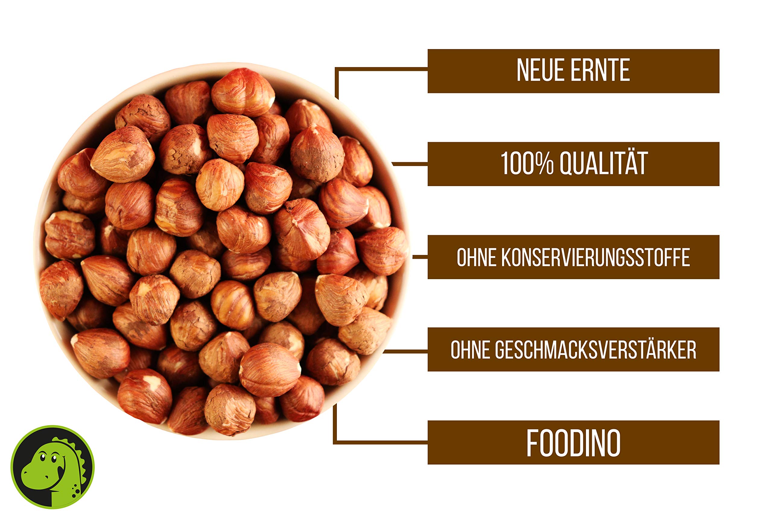 FOODINO 2,5kg Haselnüsse mit Haut naturbelassen ungeröstet ungesalzen ganz