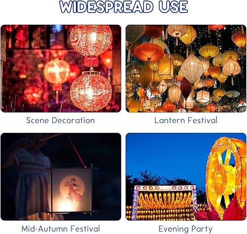 Miniatura 9 de Uonlytech 6 palos de luz para niños, farolillos de luz, asas de papel, farolillos chinos, accesorios para fiestas infantiles, festivales en casa