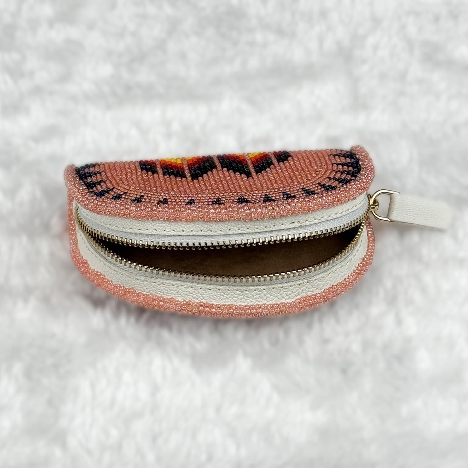 Lavivia Handmade Beaded Coin Purse, Native American Style Beaded Coin Pouch, Colorful Czech Beads Coin Bag, Small Wallets for her, Birthday Graduatiaon Gifts. (Sweet Peach) - Image 4