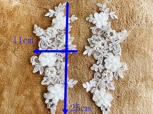 Miniatura 32 de Zbroh Parches de tela de encaje fino bordados con diamantes de imitación bordados, decoración de vestido para coser en lentejuelas cuentas, Azul