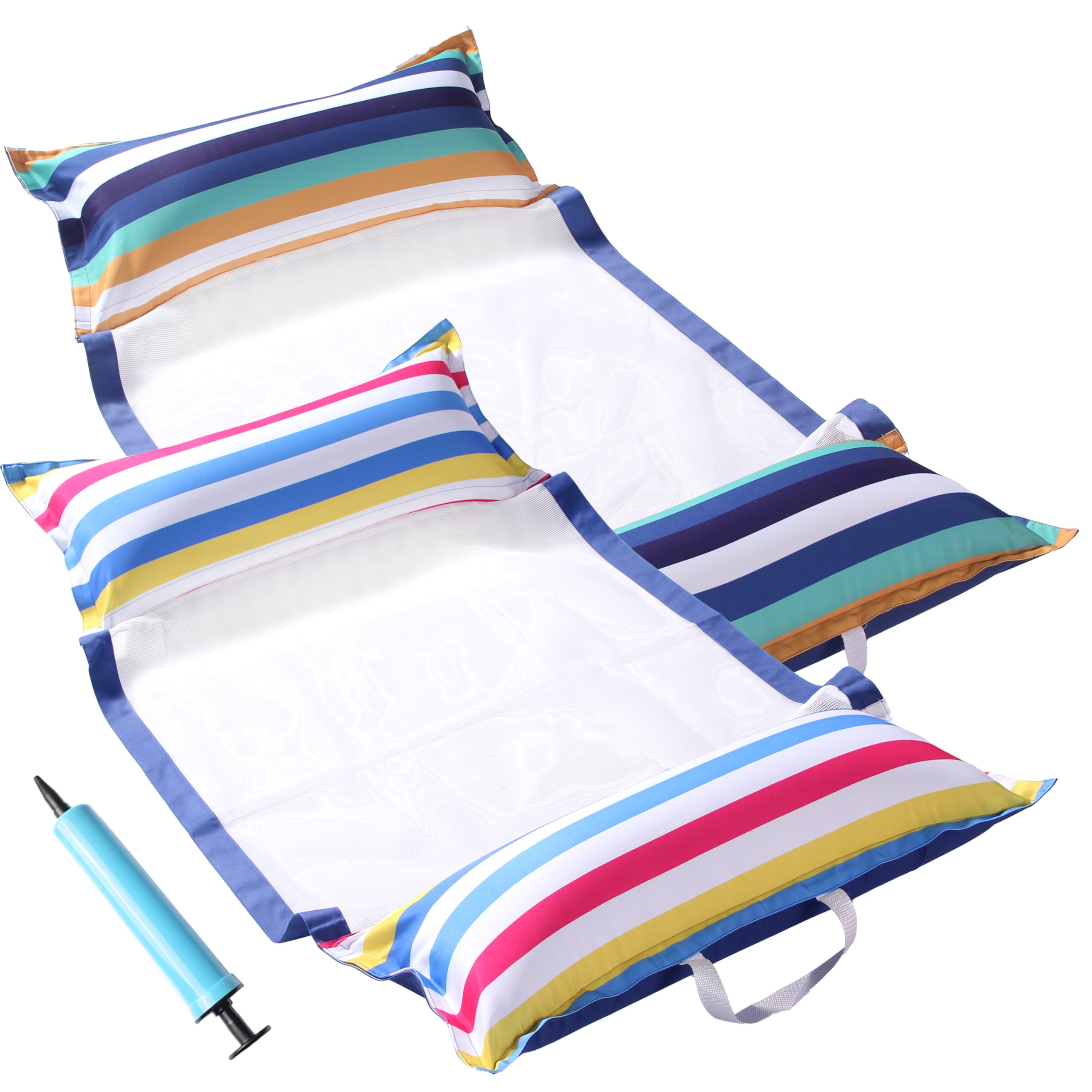 FindUWill Pool Hammock Floats, XL, 2Pack Inflatable Water Floaties 4-in-1 (Saddle, Lounge Chair, Drifter), Lounger for Adults