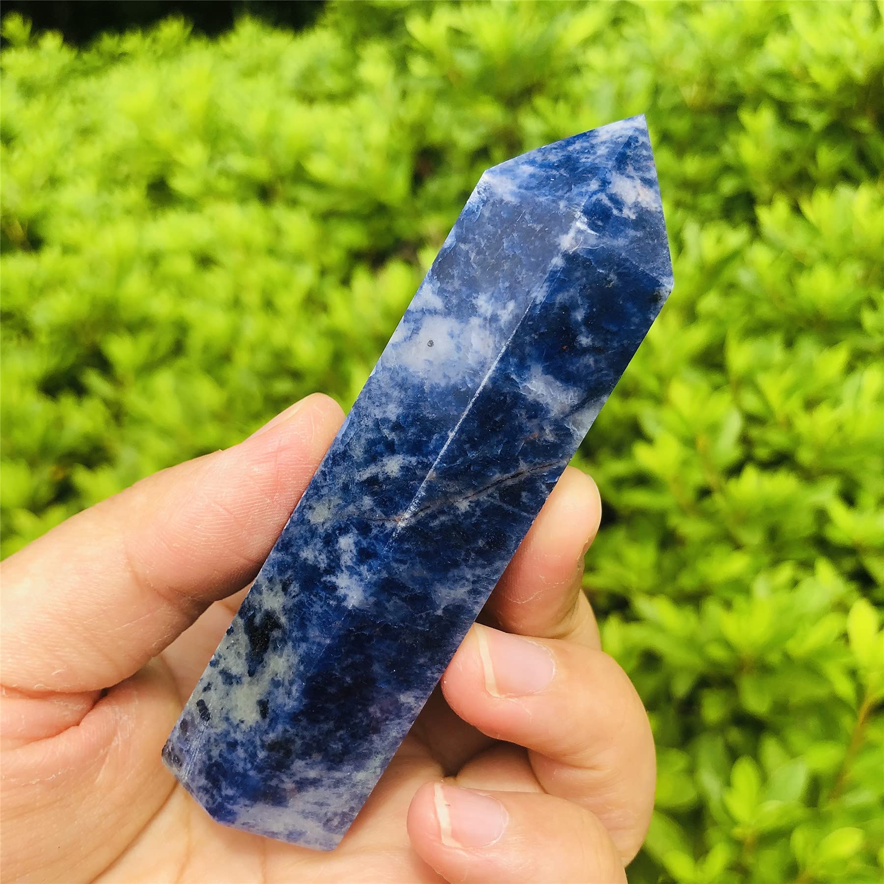 Zenkeeper Blue Sodalite Crystal Wand Natural Sodalite Wand Tower 3” - 3.5”